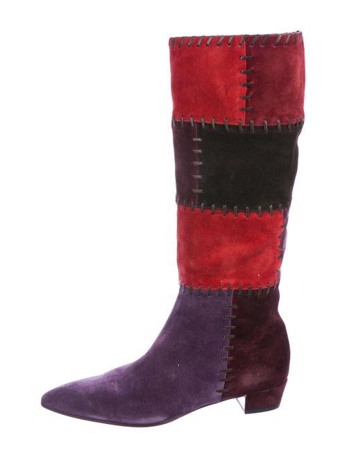 Miu Miu Suede Knee-High Boots Red