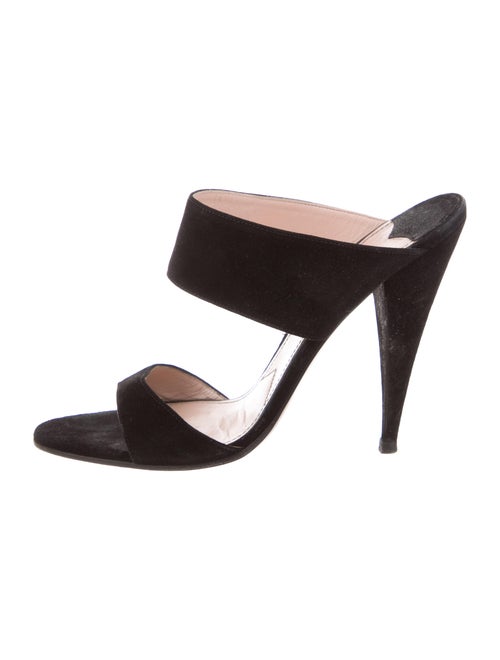 Miu Miu Suede Slides Black