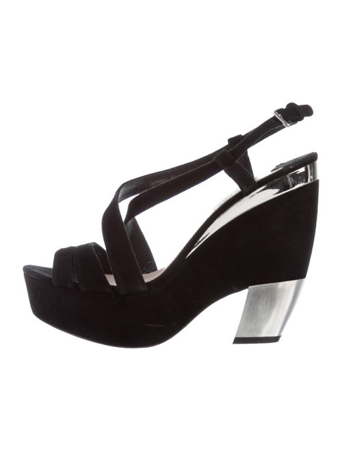 Miu Miu Suede Platform Sandals Black