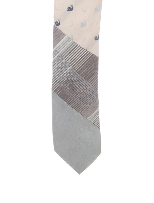 Miu Miu Embroidered Silk Tie grey