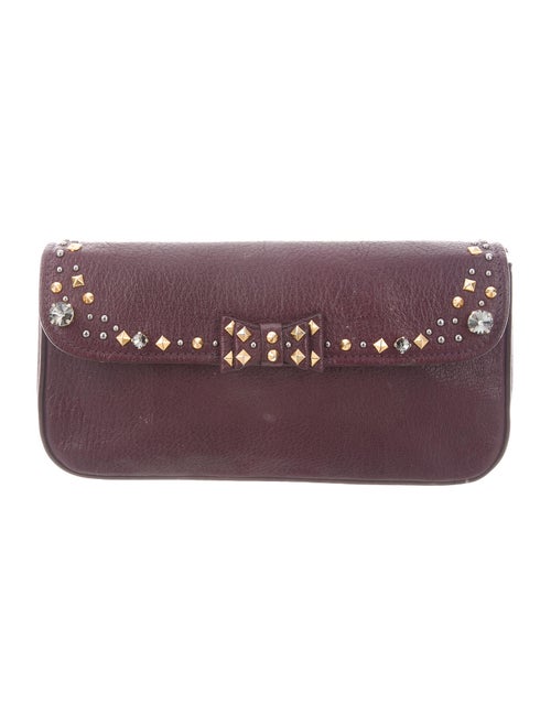 Miu Miu Embellished Leather Clutch Plum