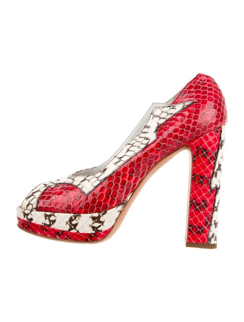 Miu Miu Snakeskin Pumps Red