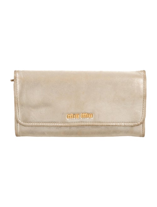 Miu Miu Leather Flap Wallet Gold