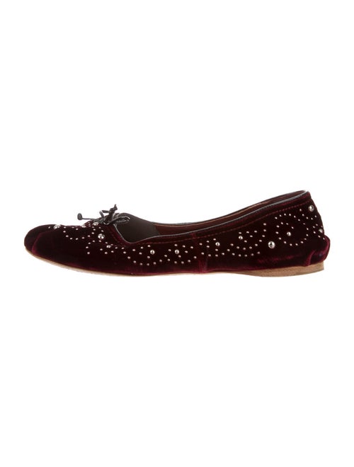 Miu Miu Bow Accents Ballet Flats Red