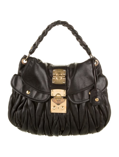 Miu Miu Matelassé Leather Satchel Black