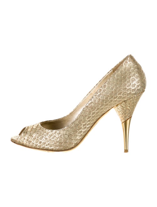 Miu Miu Snakeskin Pumps Gold