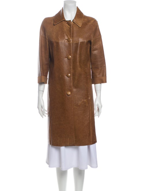 Miu Miu Leather Coat Brown