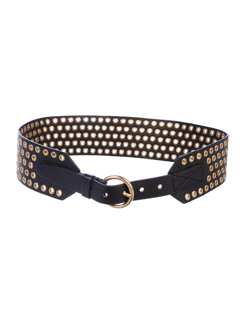 Miu Miu Leather Grommet Belt Black