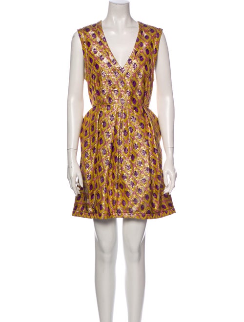 Miu Miu Printed Mini Dress Gold