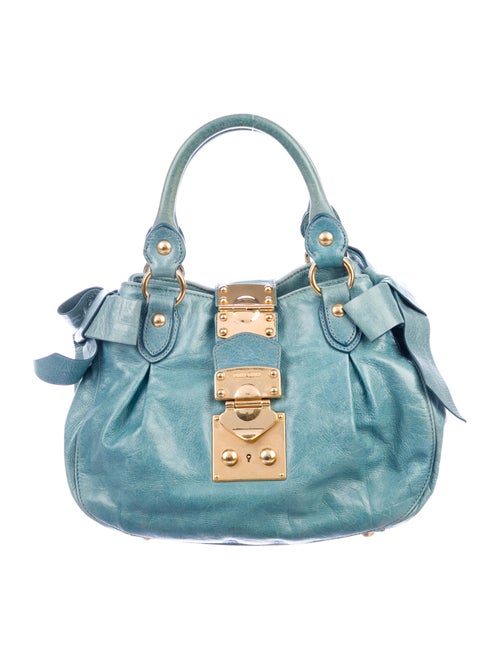 Miu Miu Leather Bow Bag Blue