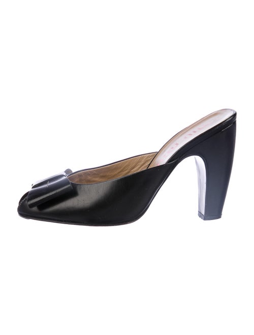 Miu Miu Leather Bow Accents Mules Black