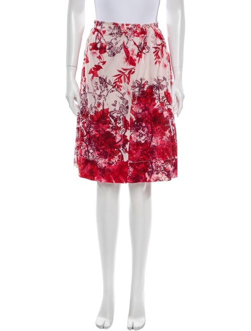Miu Miu Floral Print Knee-Length Skirt Red