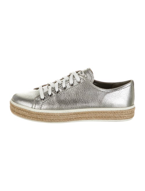 Miu Miu Leather Espadrille Sneakers Silver