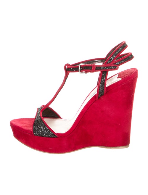 Miu Miu Suede Sequin Embellishments T-Strap Sandal