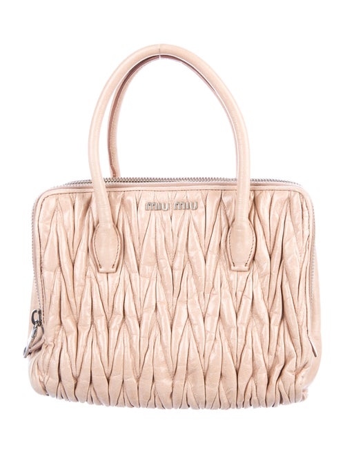 Miu Miu Matelasse Leather Satchel Silver