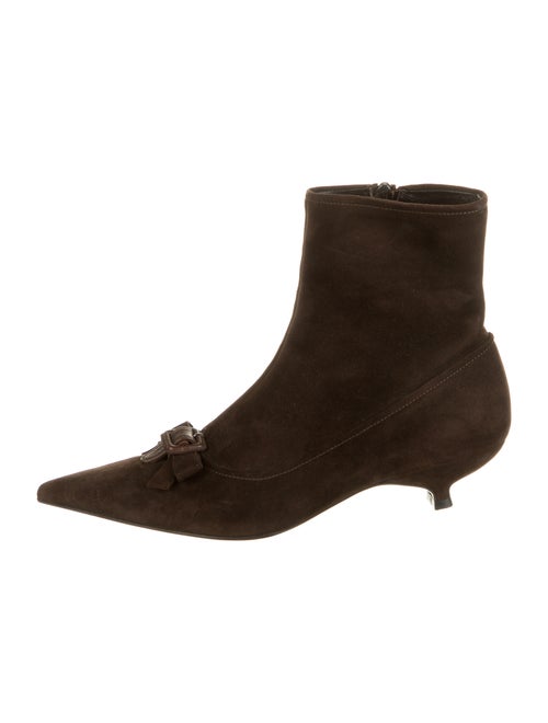 Miu Miu Suede Bow Accents Boots Brown