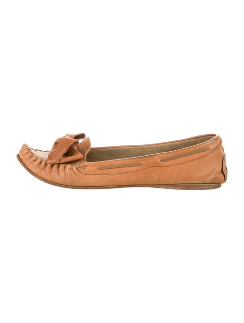 Miu Miu Leather Bow Accents Moccasins