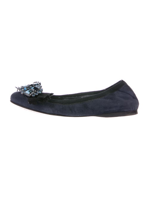 Miu Miu Suede Bow Accents Flats Black