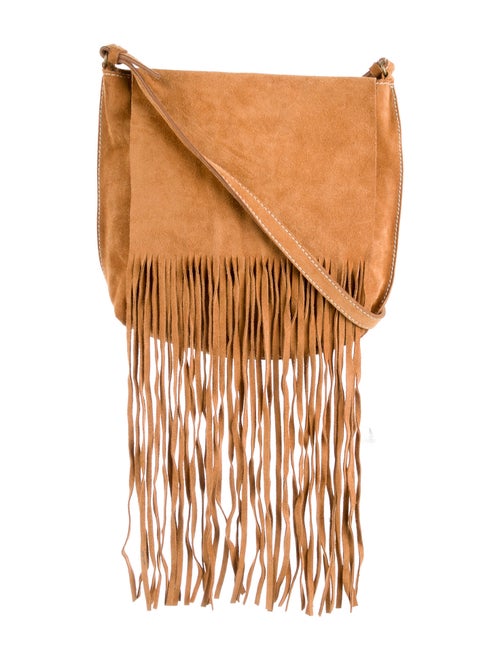 Miu Miu Suede Fringe Crossbody Bag Brown