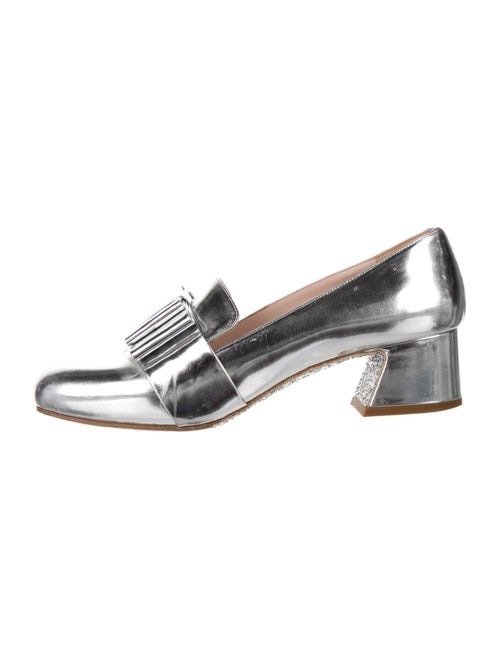 Miu Miu Leather Bow Accents Pumps Metallic