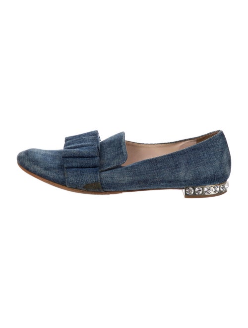Miu Miu Bow Accents Loafers Blue