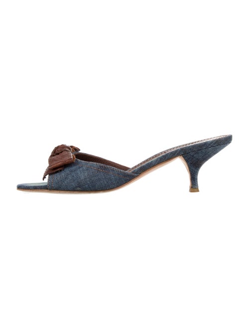 Miu Miu Bow Accents Slides Blue
