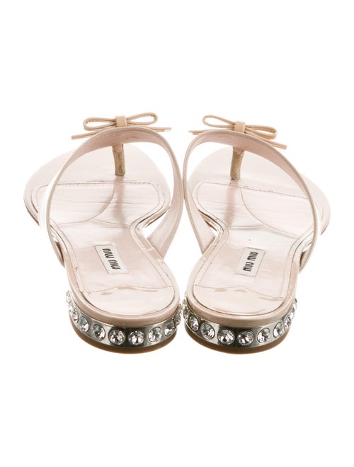 Miu Miu Patent Leather Crystal Embellishments Flip Flops