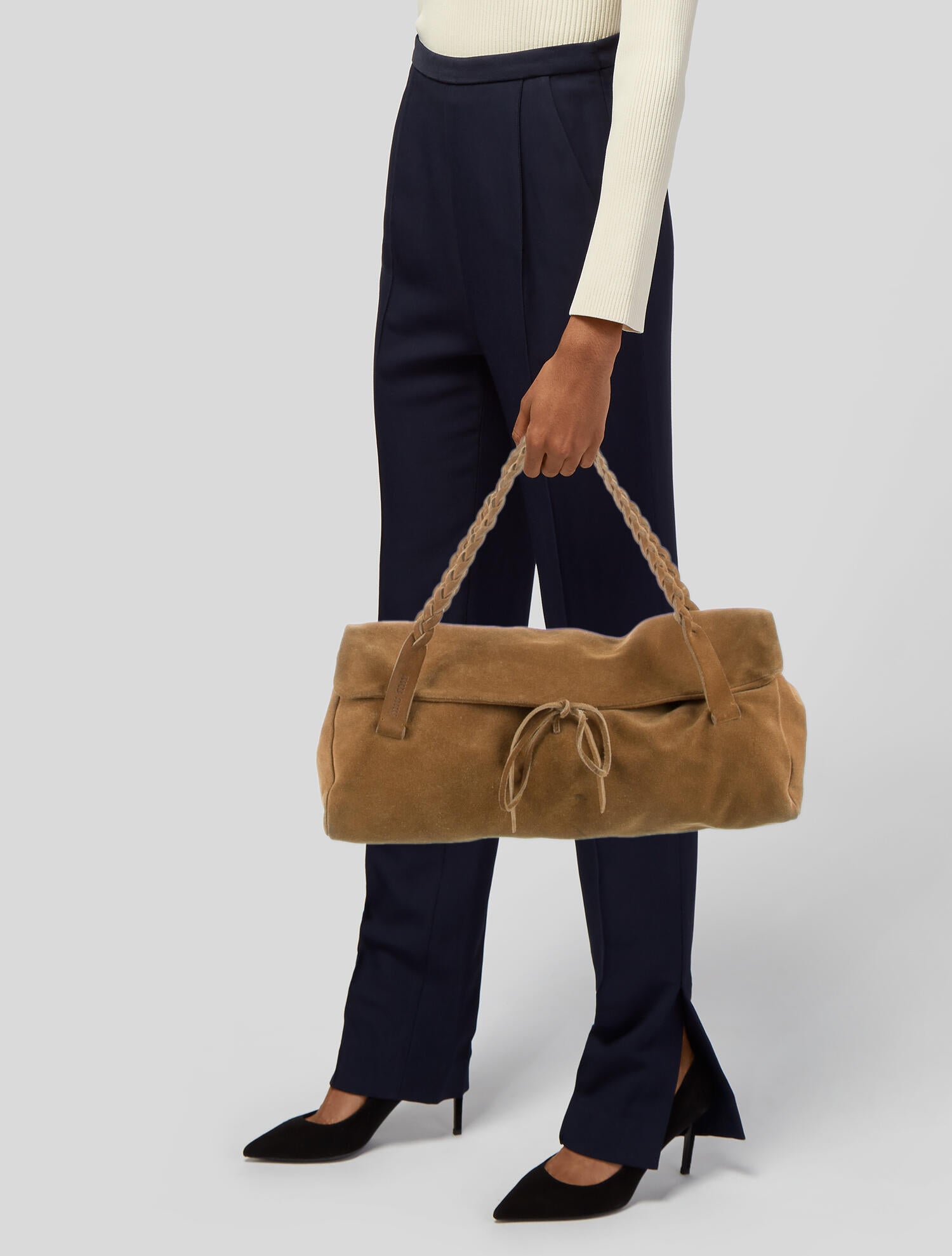 Miu Miu Suede Shoulder Bag - Neutrals Shoulder Bags