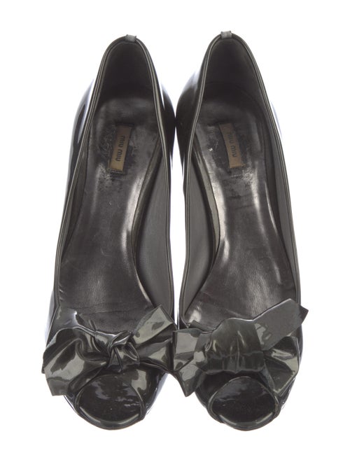 Miu Miu Patent Leather Bow Accents Pumps
