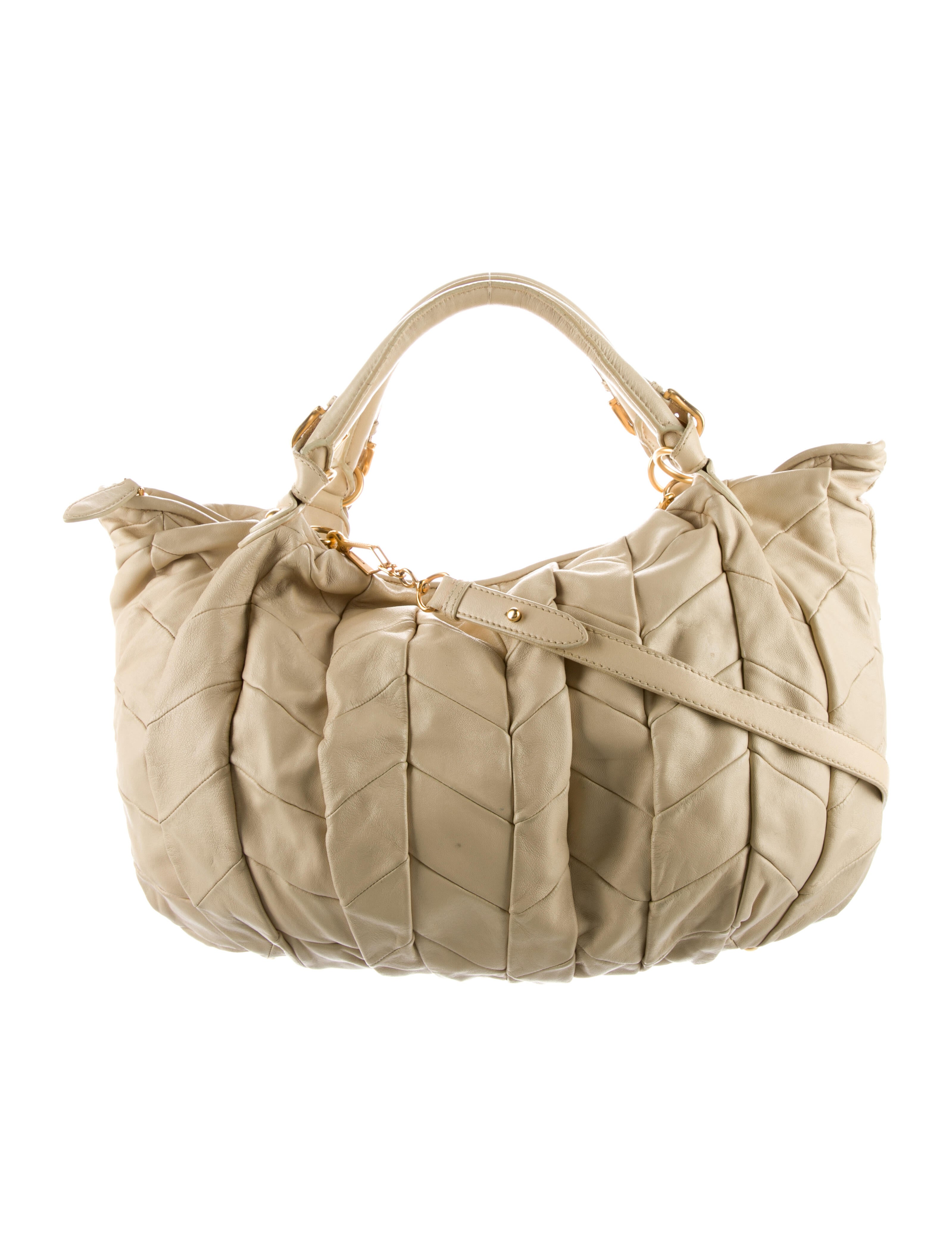 Miu Miu Crochet Knit Shoulder Bag Neutrals Shoulder Bags, Handbags