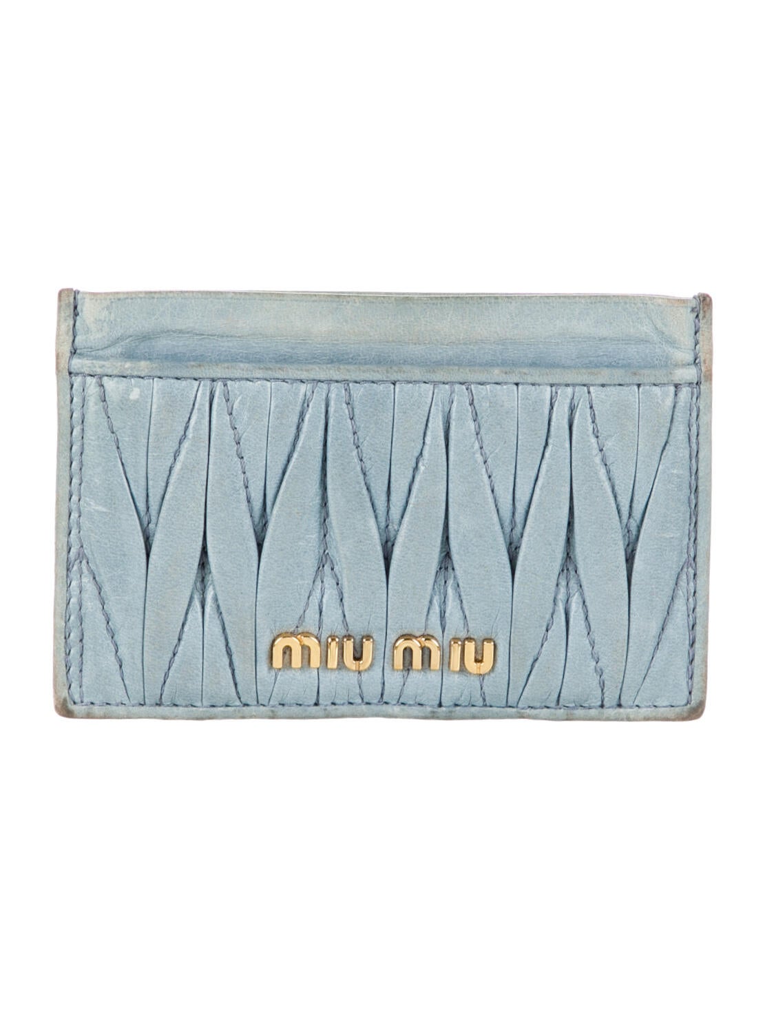 カードケース・名刺入れ MIU MIU LIGHT BLUE LEATHER CARD HOLDER Miu Miu Light Leather Card Holder in Blue | Lyst