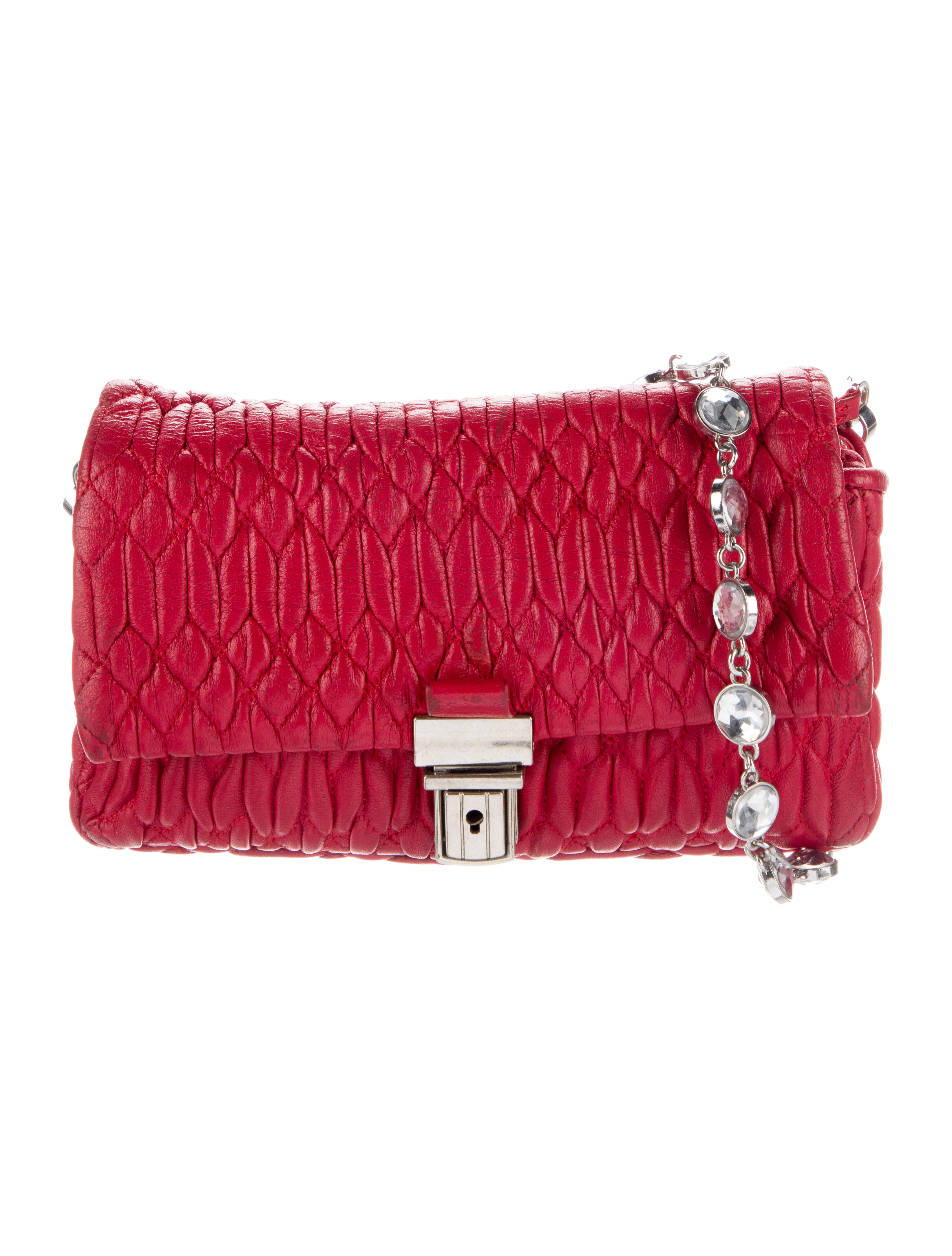 Miu Miu Leather Monogram Crossbody Red Crossbody Bags, Handbags