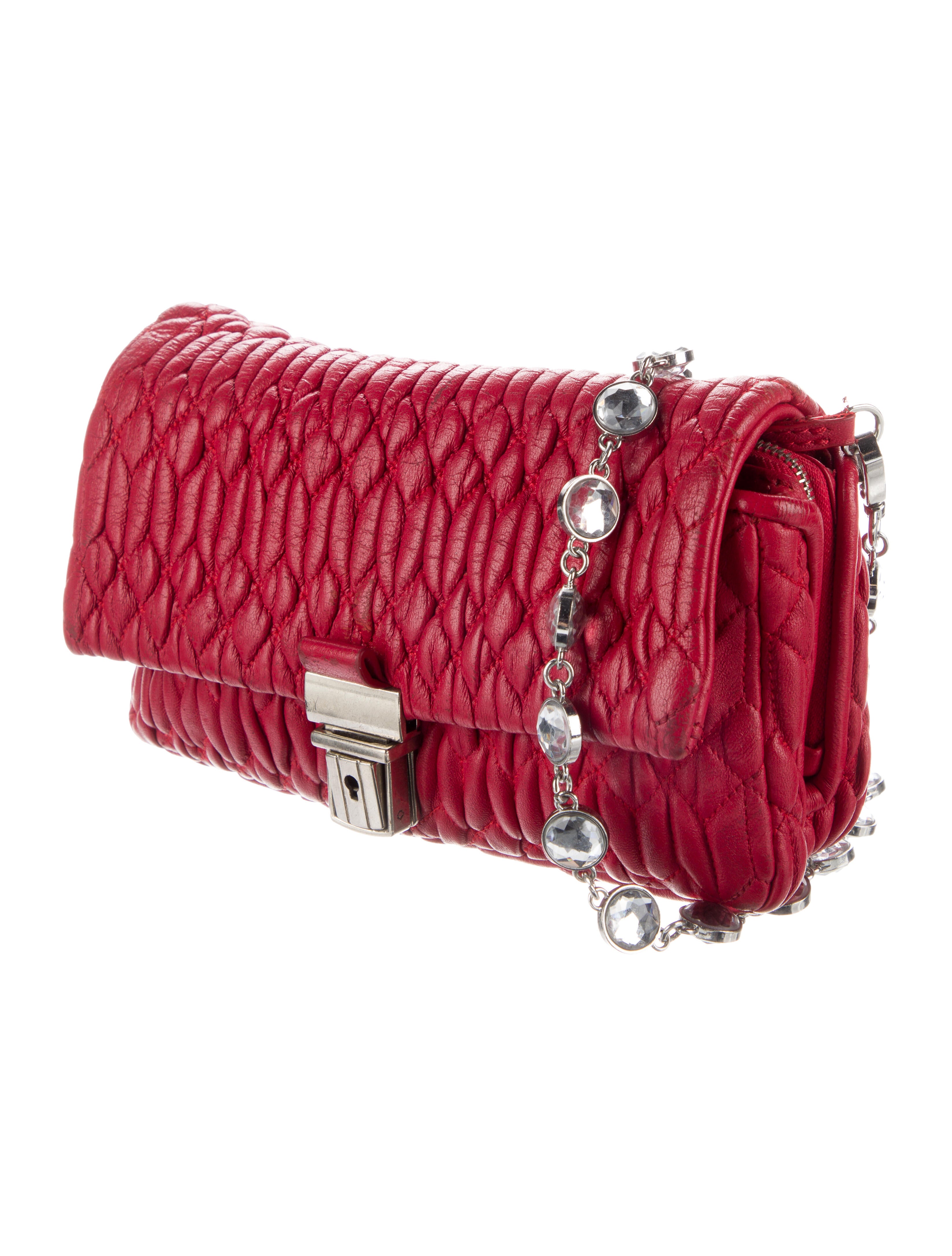 Miu Miu Leather Monogram Crossbody Red Crossbody Bags, Handbags