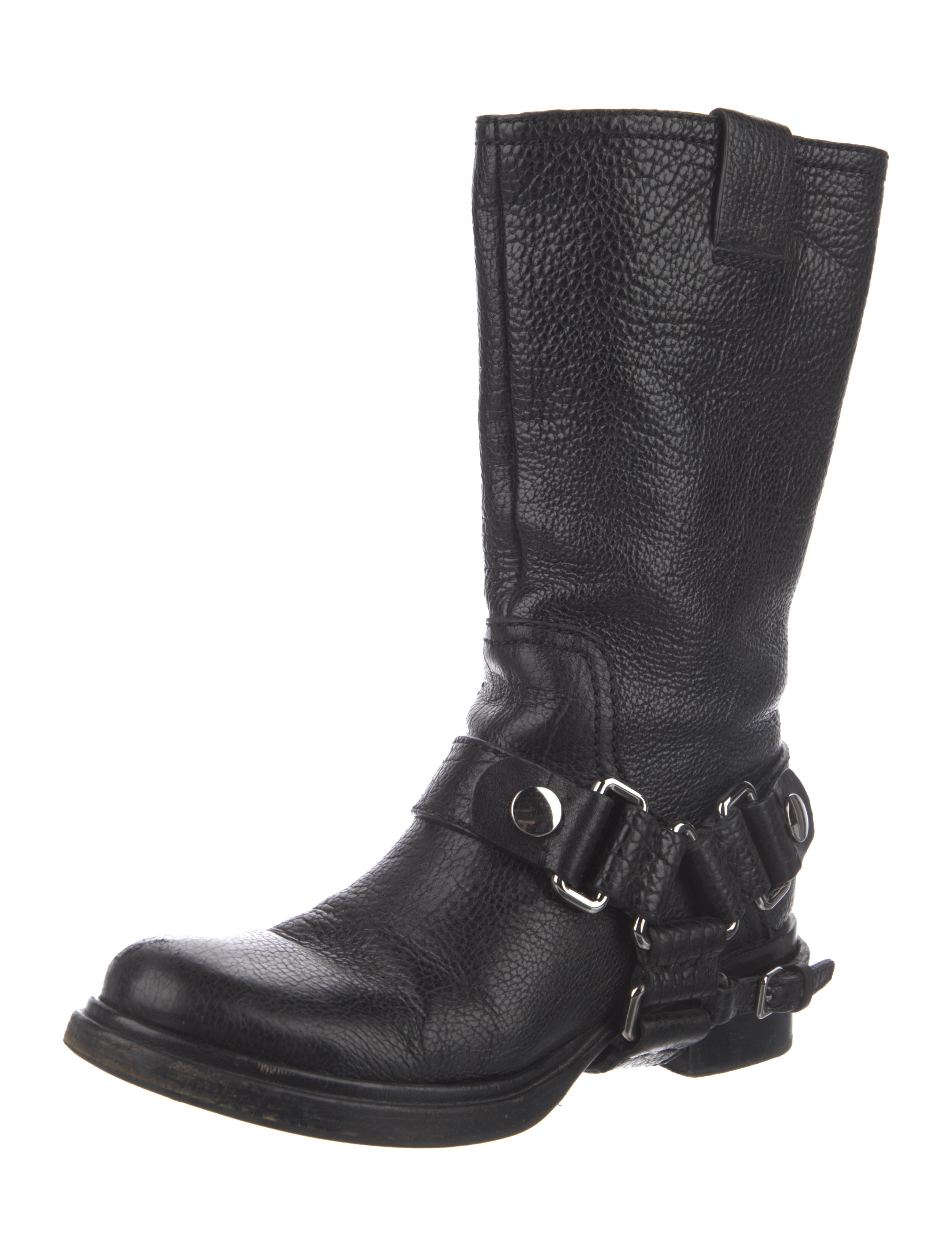 Miu Miu Leather Moto Boots - Black Boots, Shoes - MIU151927