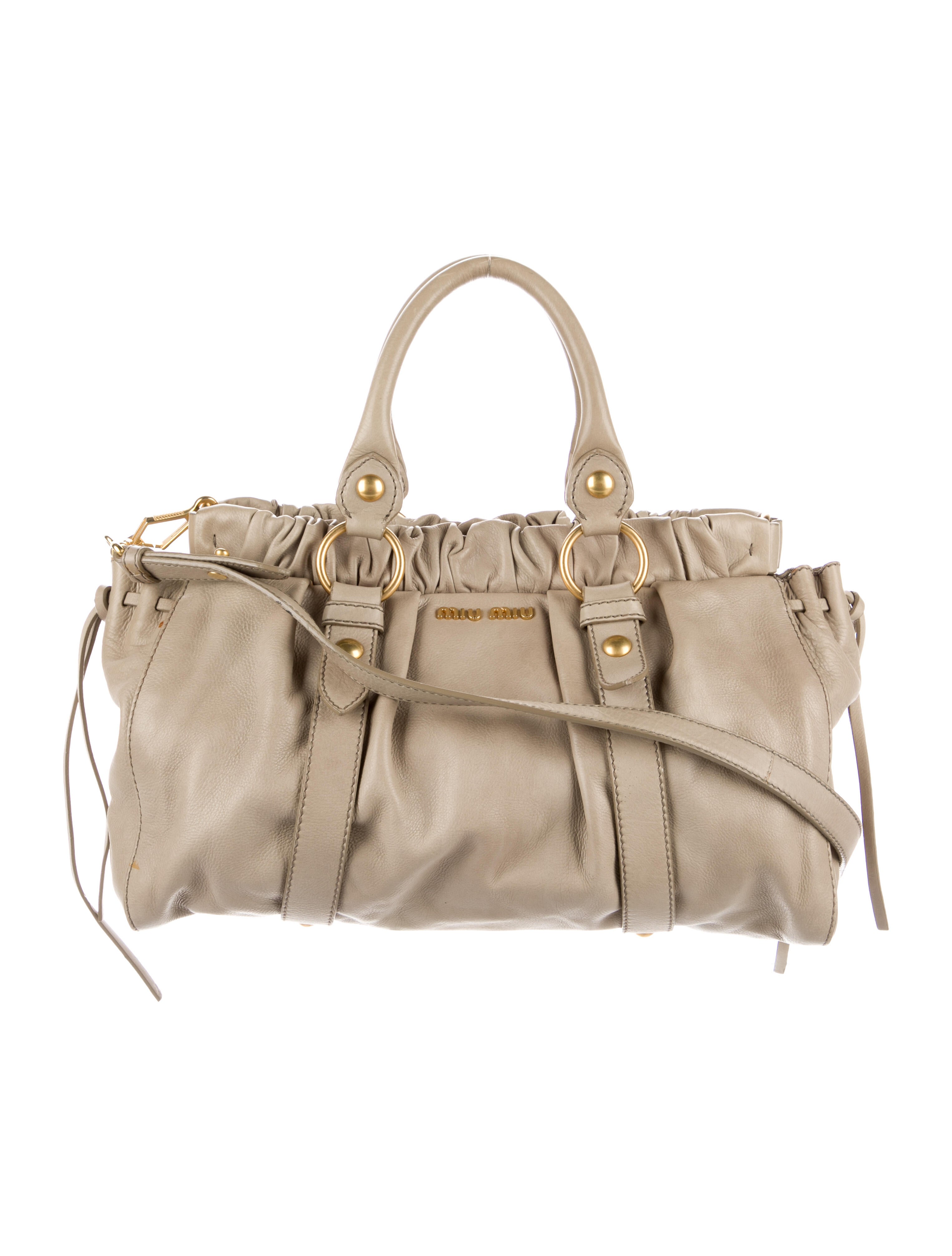 Miu Miu Leather Crossbody Bag Neutrals Crossbody Bags, Handbags