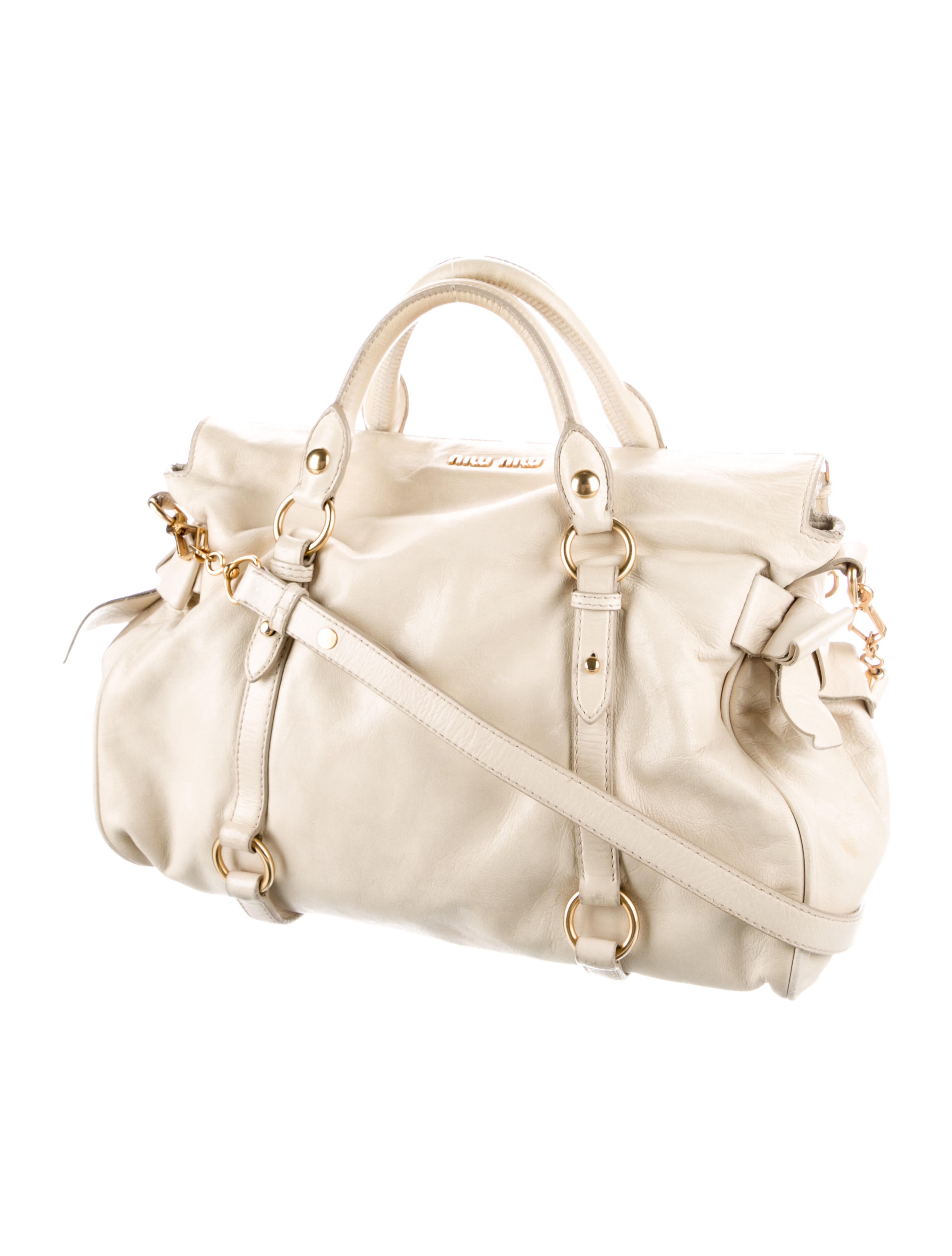 Miu Miu Leather Shoulder Bag Neutrals Shoulder Bags, Handbags