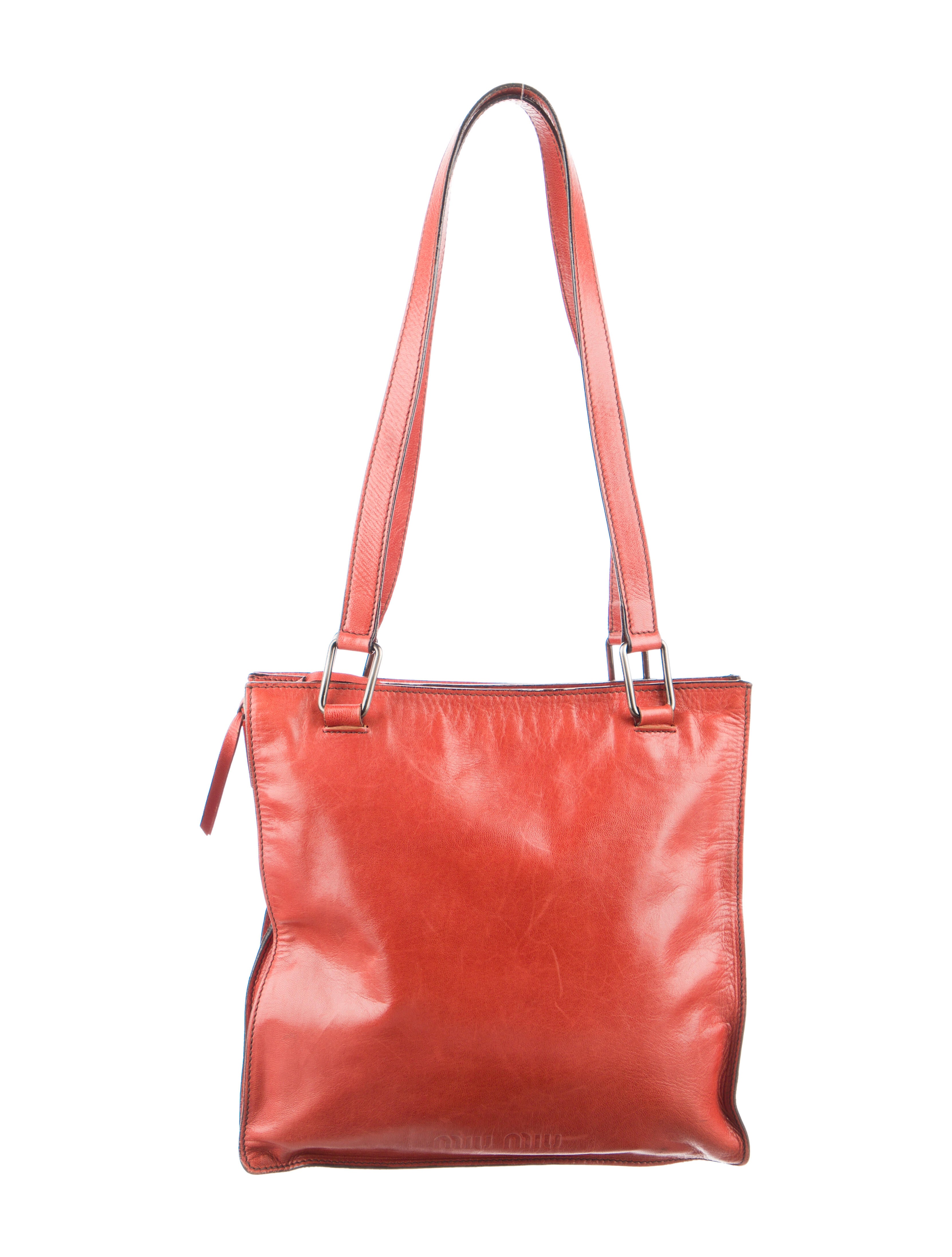 Miu Miu LeatherTrimmed Shoulder Bag Brown Shoulder Bags, Handbags