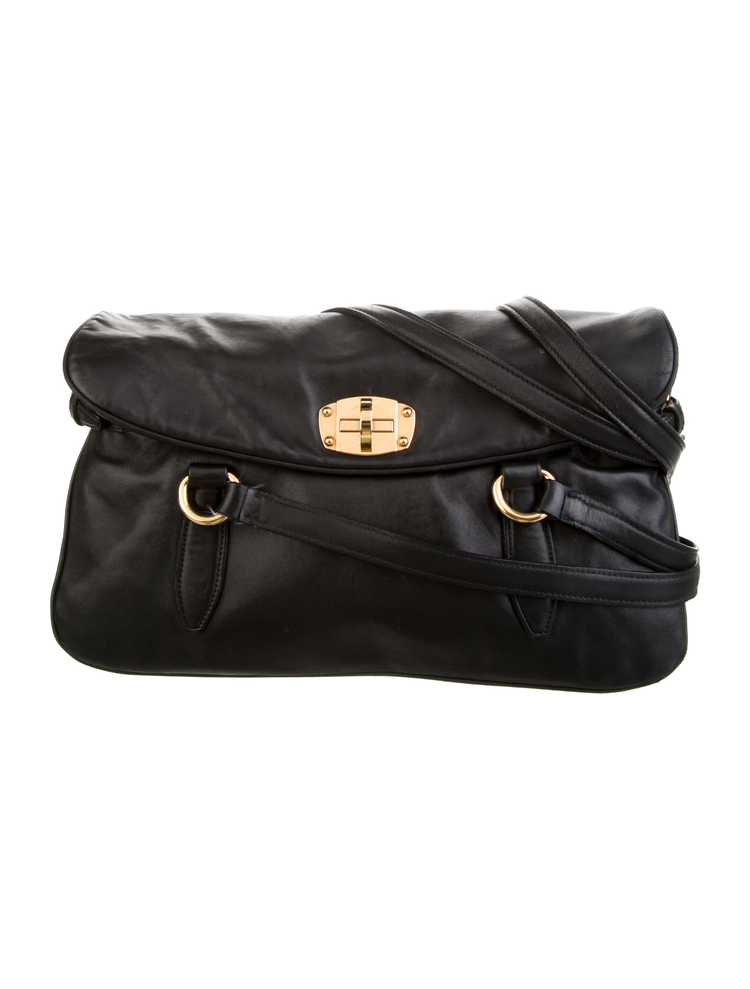 Miu Miu Leather Laser Cut Shoulder Bag Black Shoulder Bags, Handbags