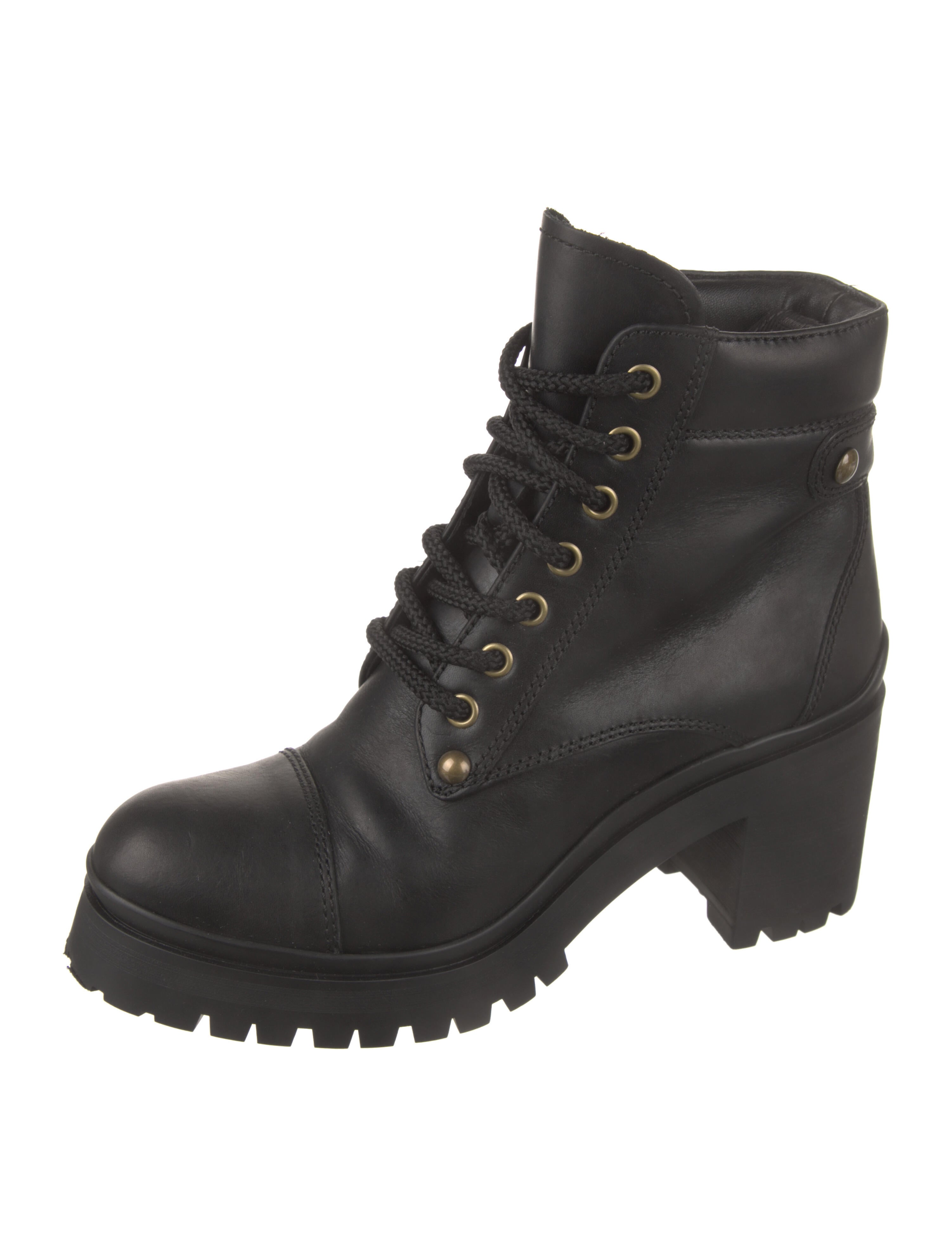 Alexander McQueen Studded Accents Combat Boots Black Boots, Shoes