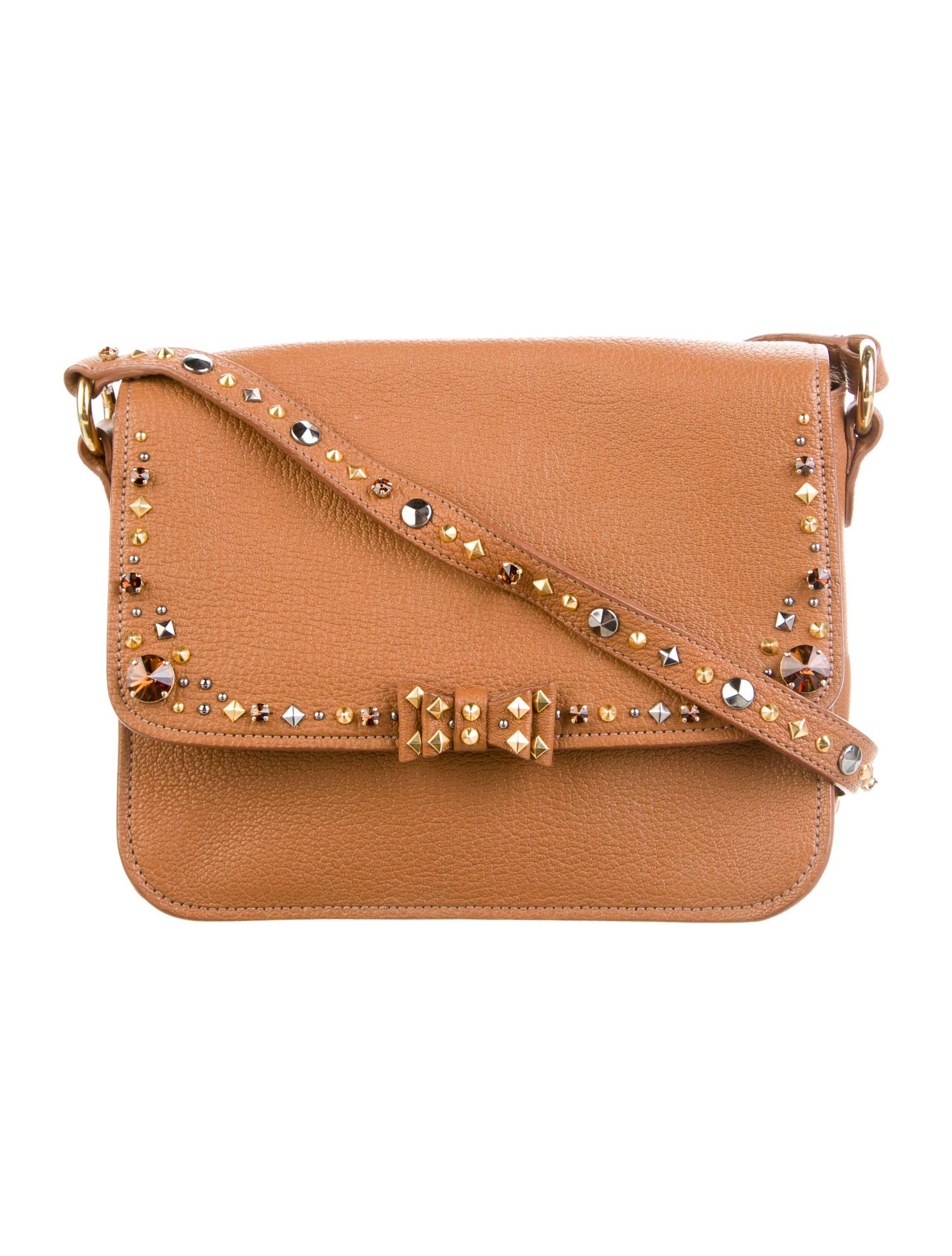 Miu Miu Studded Leather Crossbody Bag Brown Crossbody Bags, Handbags