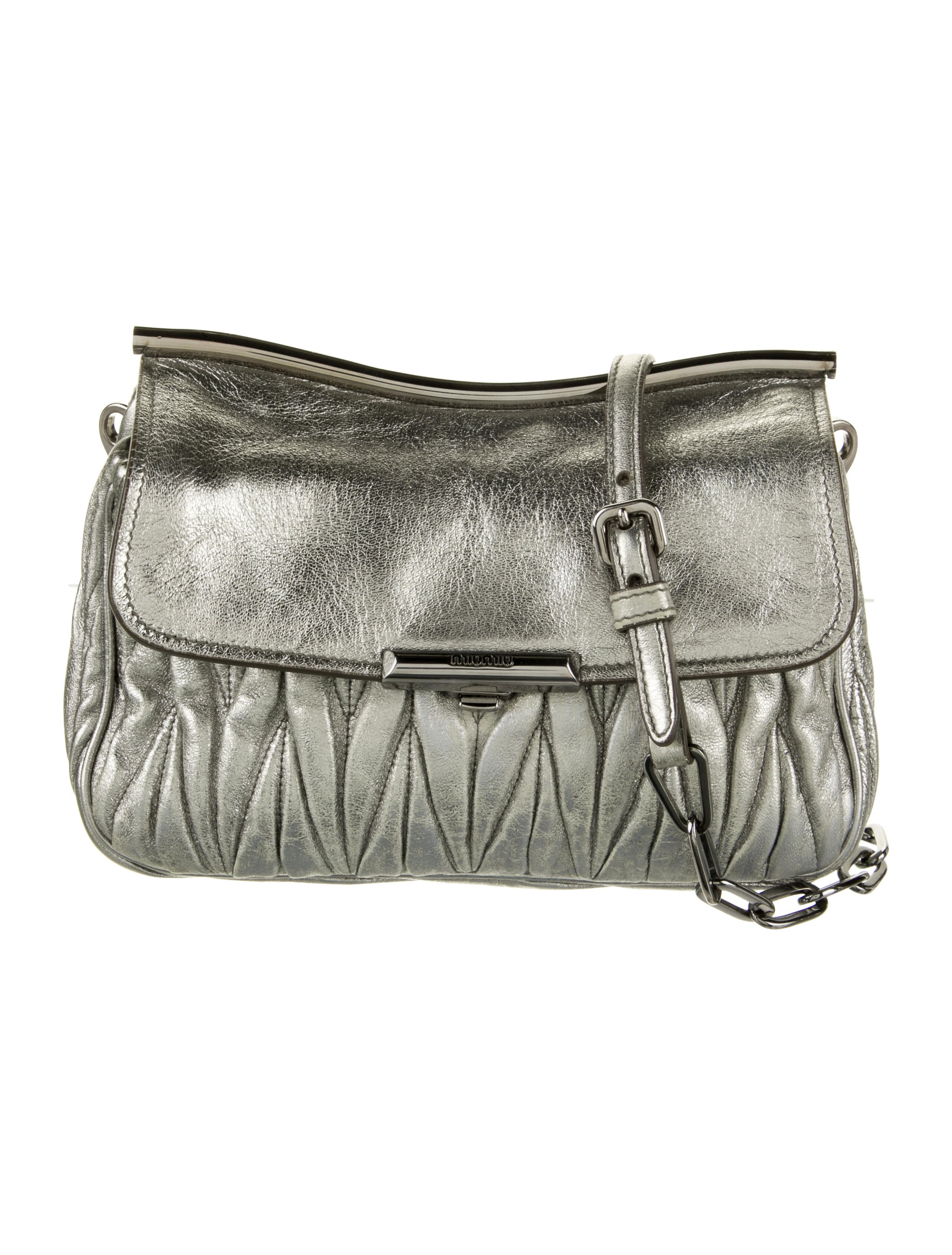Miu Miu Leather Crossbody Bag Silver Crossbody Bags, Handbags