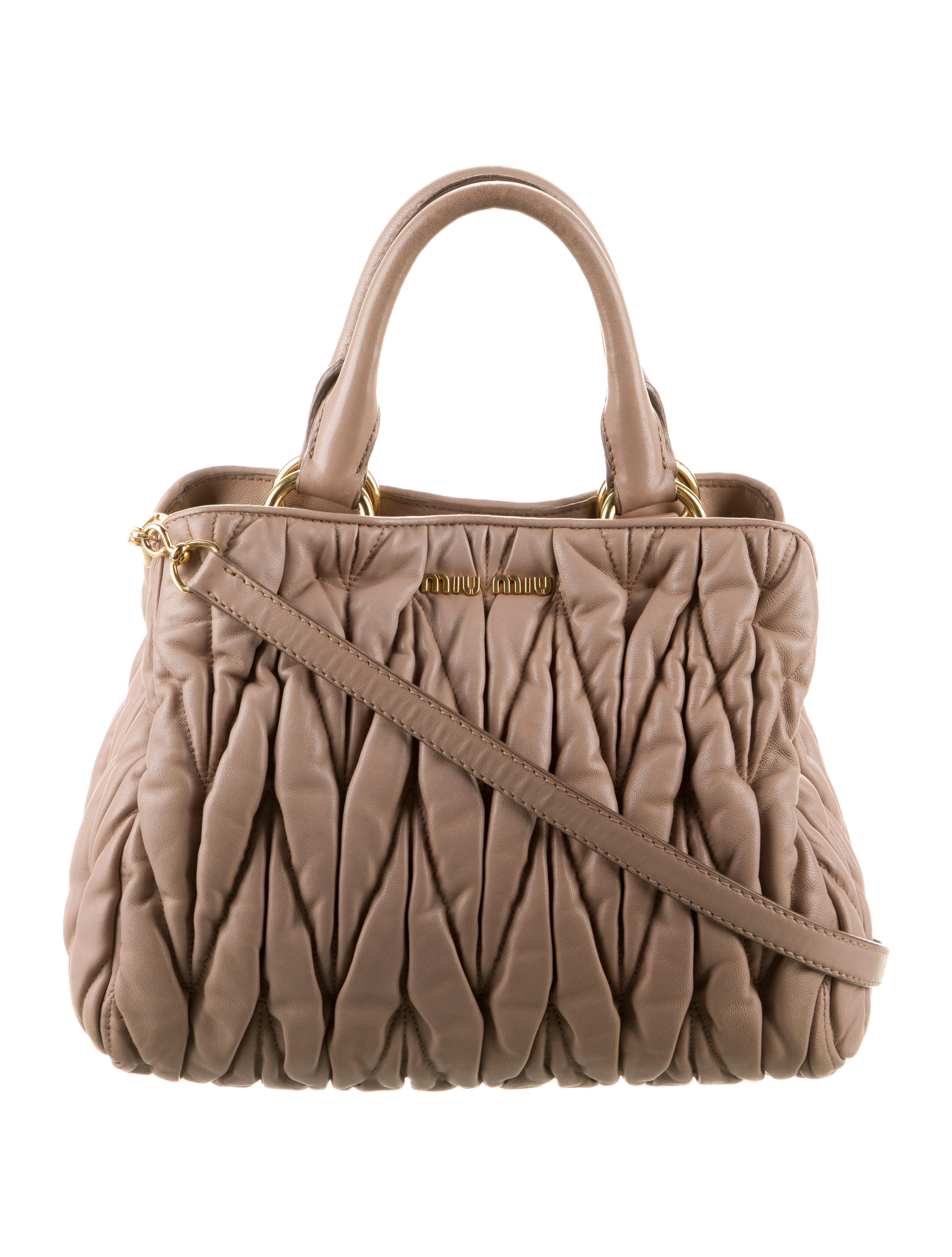 Miu Miu Solid Leather Handle Bag Neutrals Handle Bags, Handbags
