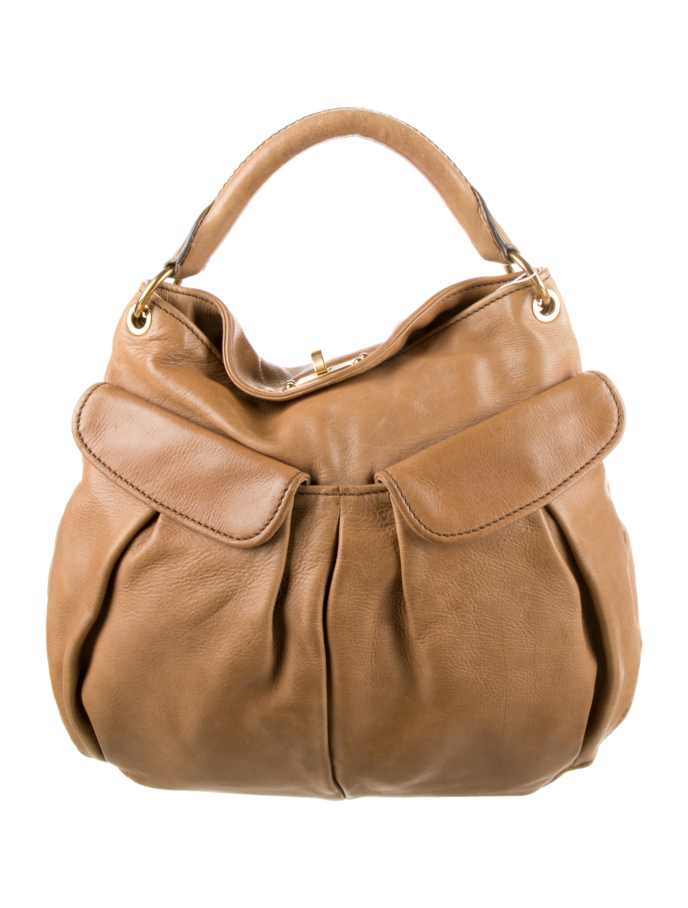 Miu Miu Patent Leather Shoulder Bag Brown Shoulder Bags, Handbags