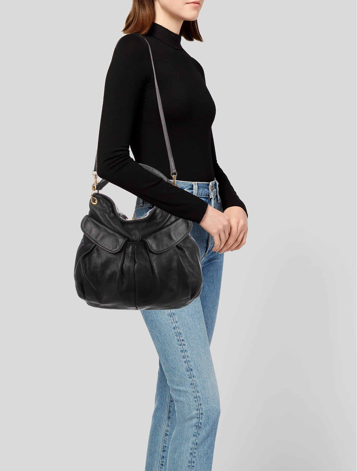 Miu Miu Leather Shoulder Bag Black Shoulder Bags, Handbags