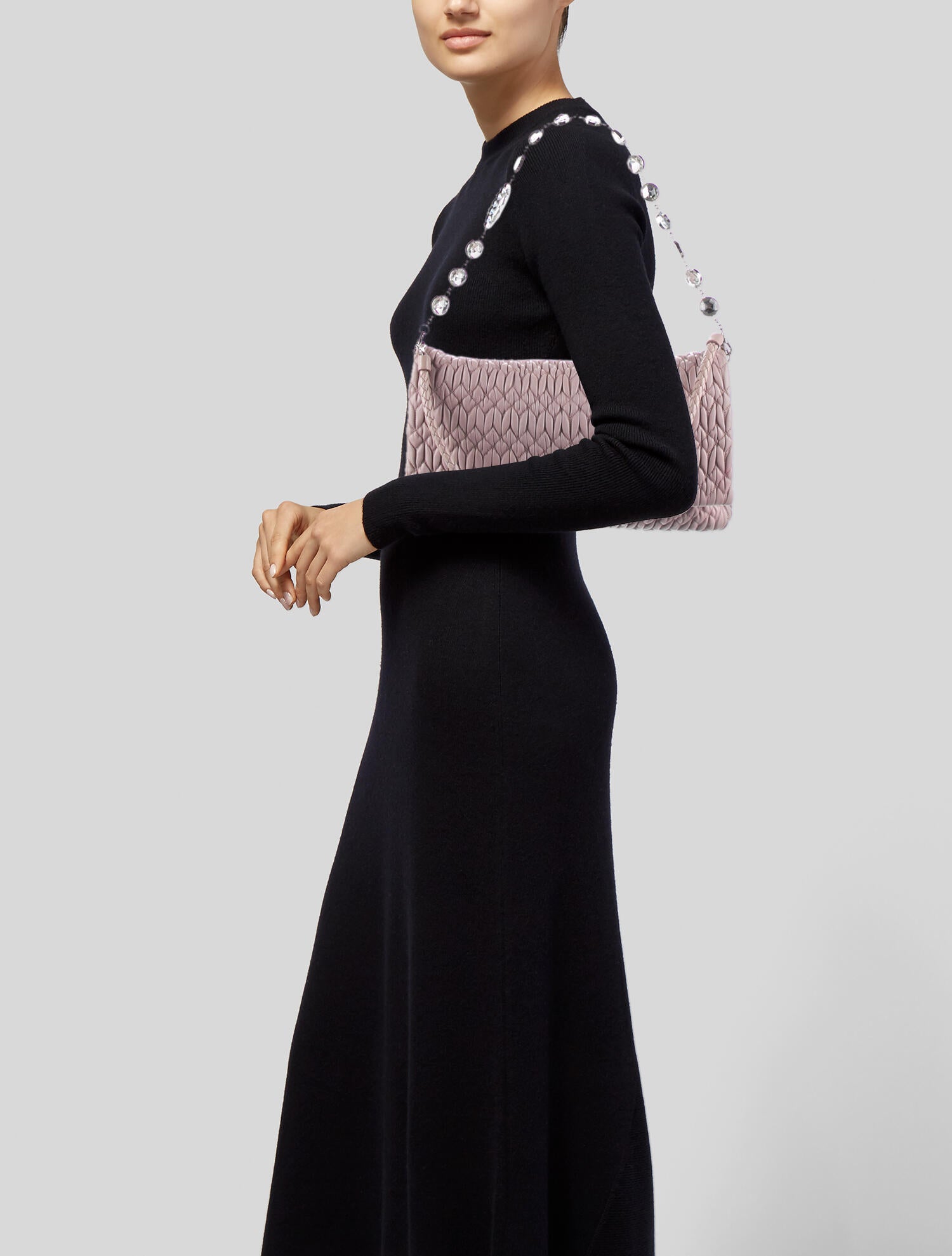 Miu Miu Quilted Leather Shoulder Bag Purple Shoulder Bags, Handbags