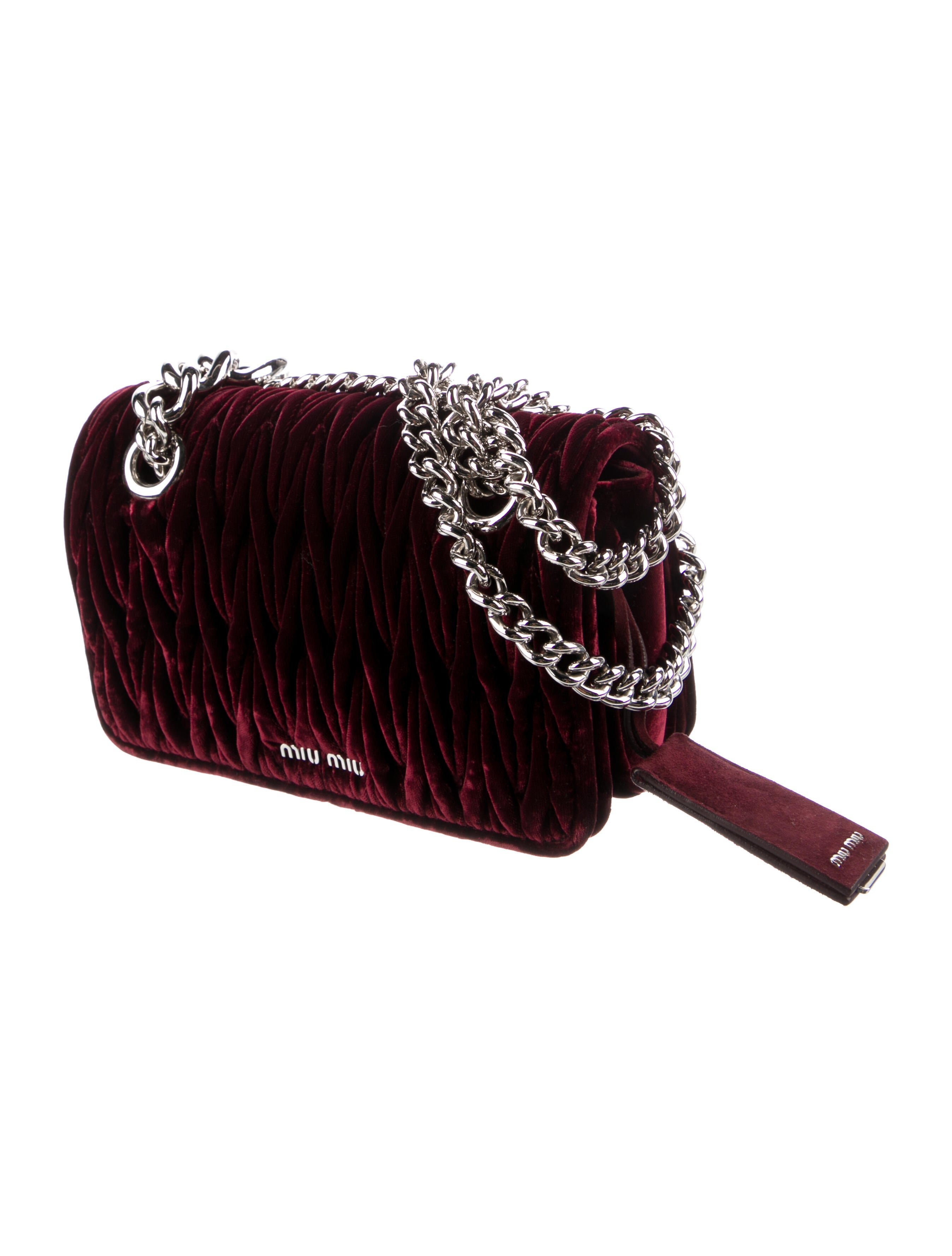 Miu Miu Velvet Shoulder Bag Red Shoulder Bags, Handbags MIU170841