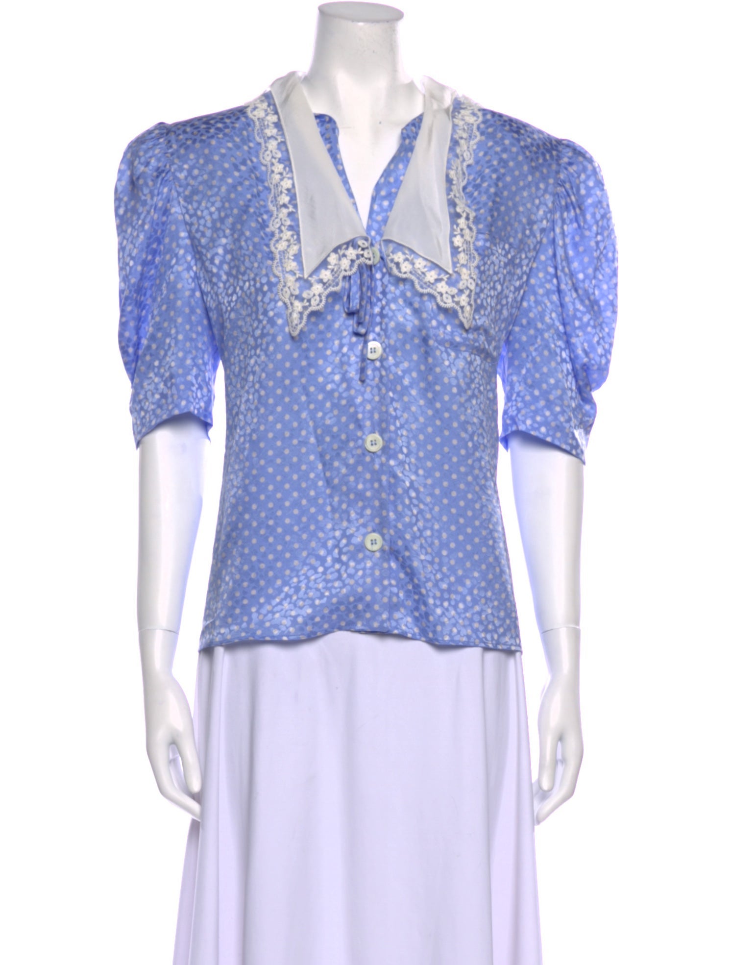 Miu Miu 2020 Silk Button-Up Top - Blue Tops, Clothing - MIU174735 | The ...