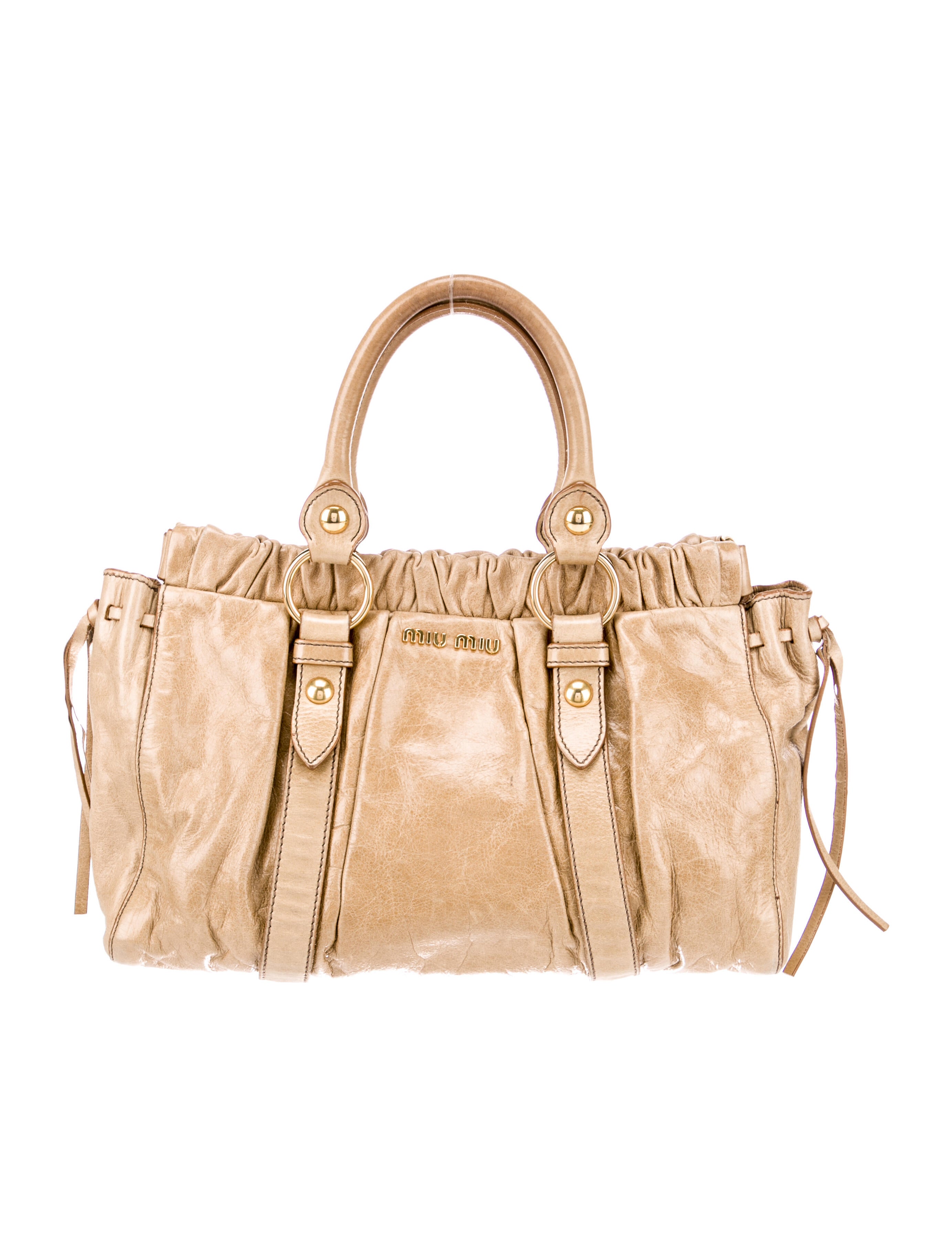 Miu Miu Leather Tote Bag Neutrals Totes, Handbags MIU175748 The RealReal