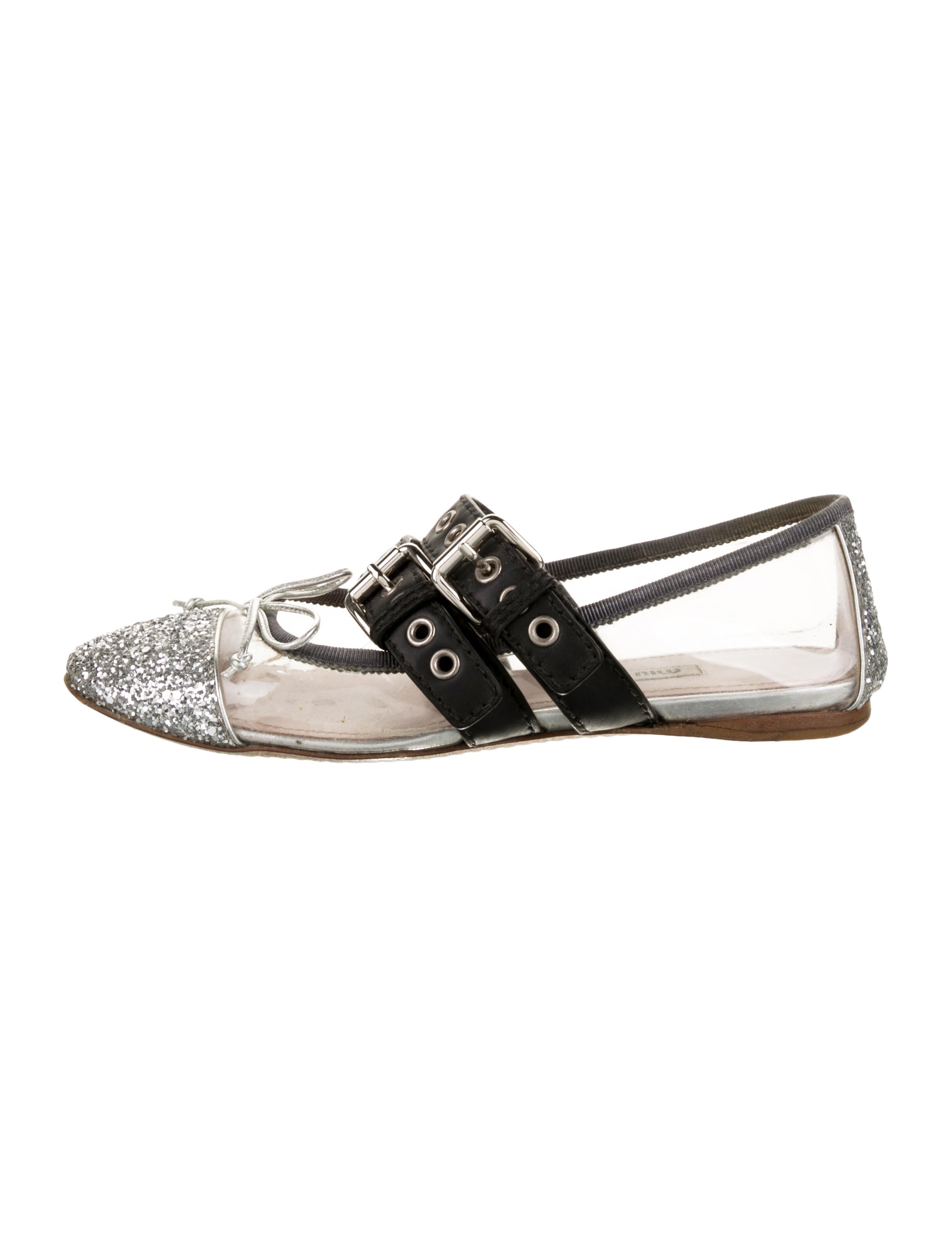 Miu Miu PVC Glitter Accents Mary Jane Flats