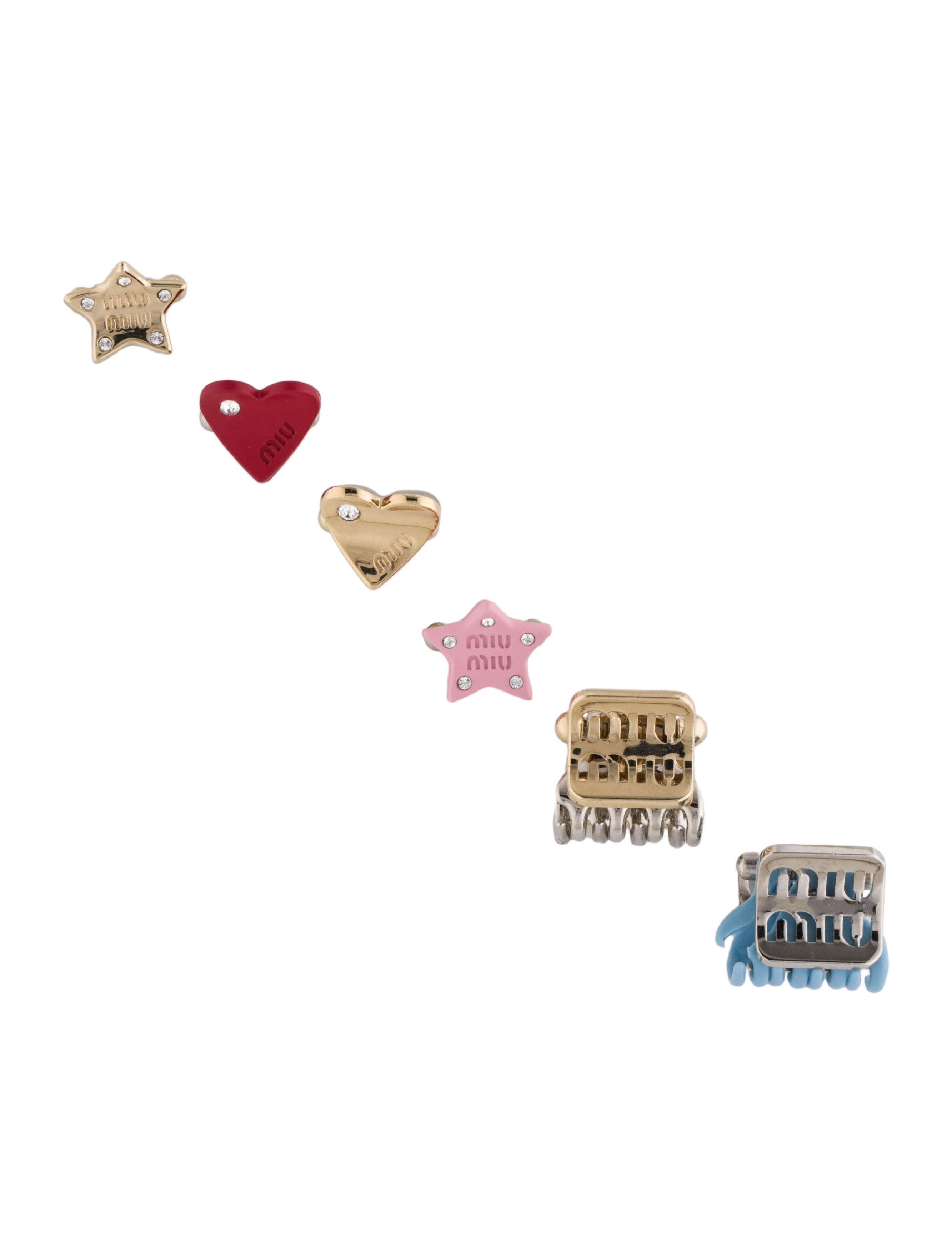 ヘアアクセサリー Miu Miu Set Of Hair Clips Miu Miu Set Of Three Logo Hair Pins - Woman Jewellery Pink